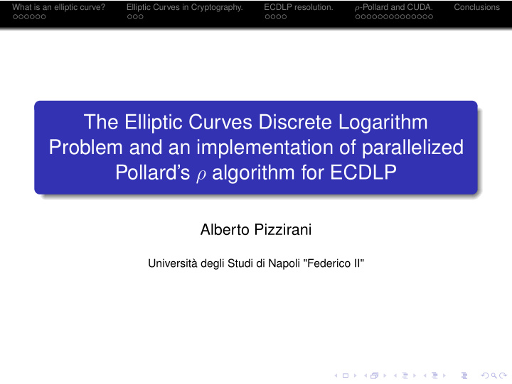 the elliptic curves discrete logarithm problem and an