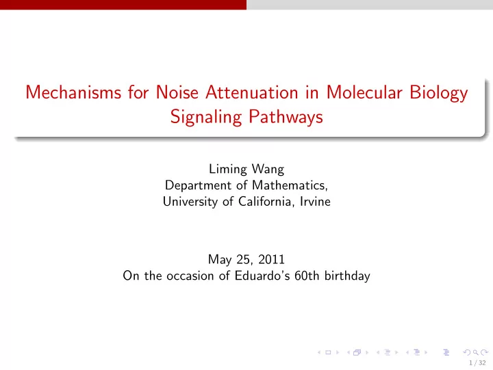 mechanisms for noise attenuation in molecular biology