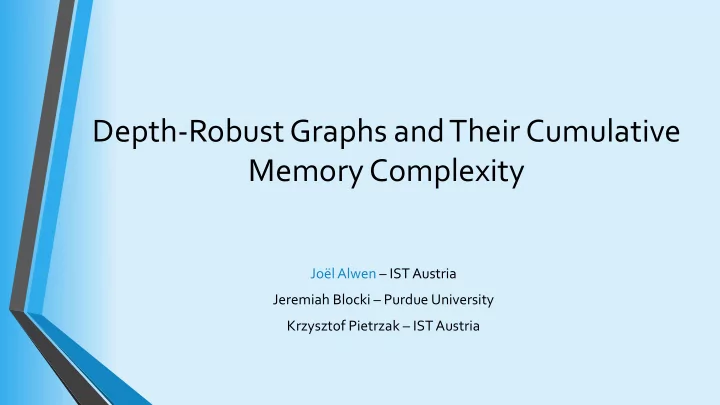 depth robust graphs and their cumulative