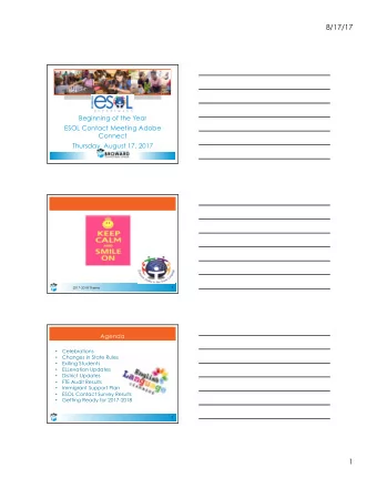 8/17/17  Beginning of the Year  ESOL Contact Meeting Adobe  Connect  Thursday, August 17, 2017