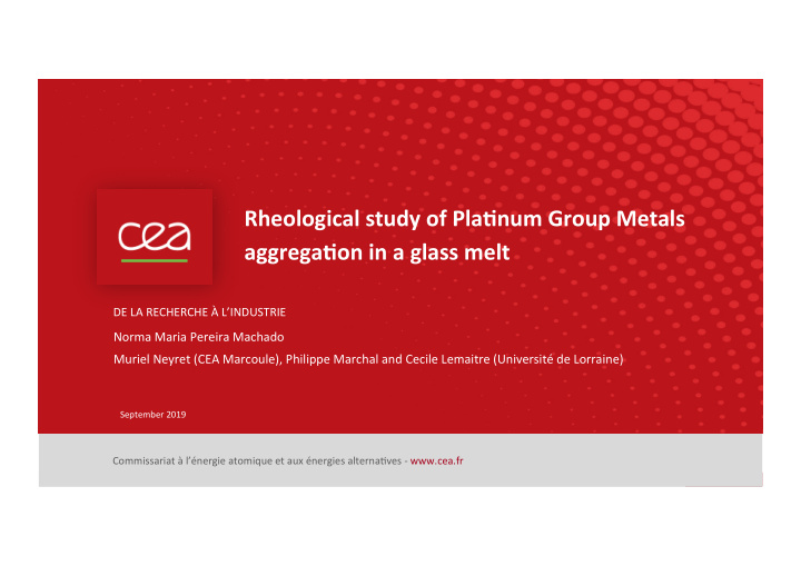rheological study of pla2num group metals aggrega2on in a