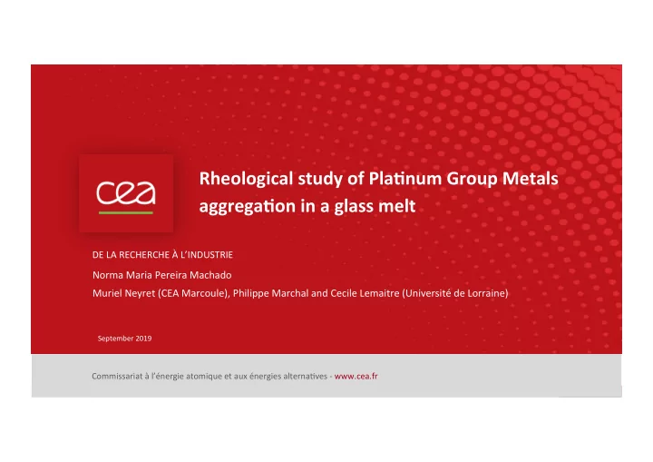 rheological study of pla2num group metals aggrega2on in a