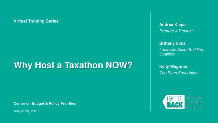 why host a taxathon now