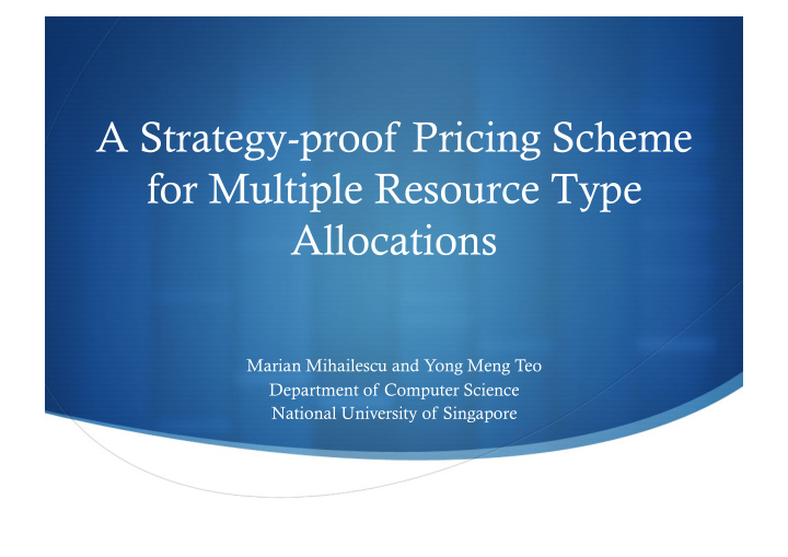 a strategy proof pricing scheme for multiple resource