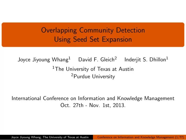 overlapping community detection using seed set expansion