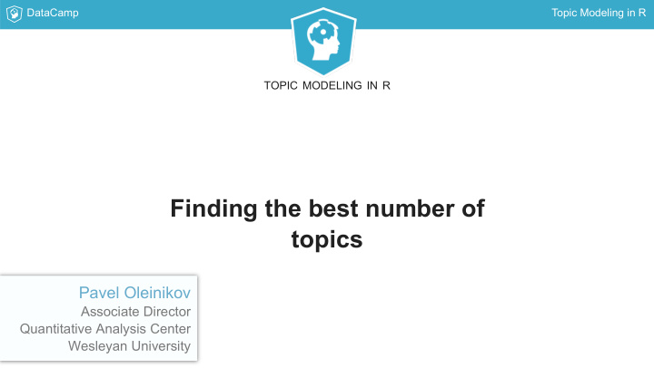 finding the best number of topics