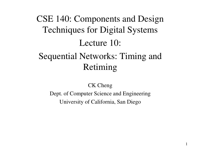 sequential networks timing and