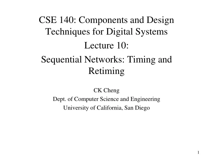 sequential networks timing and