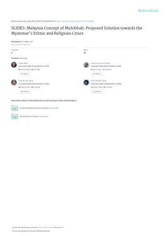 SLIDES: Malaysia Concept of Muhibbah: Proposed Solution towards the  Myanmar's Ethnic and Religious