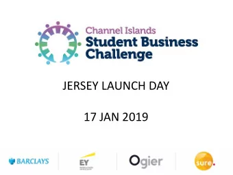 JERSEY LAUNCH DAY  17 JAN 2019  Lydia Chambers  Coordinator  Running Order  Welcome  Working