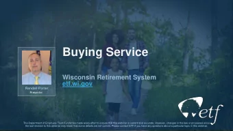 Buying Service  Wisconsin Retirement System  etf.wi.gov  Randall Porter  Presenter  The Department