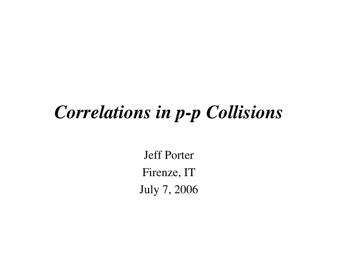 correlations in p p collisions