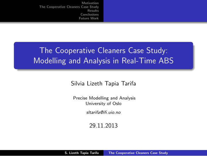 the cooperative cleaners case study modelling and