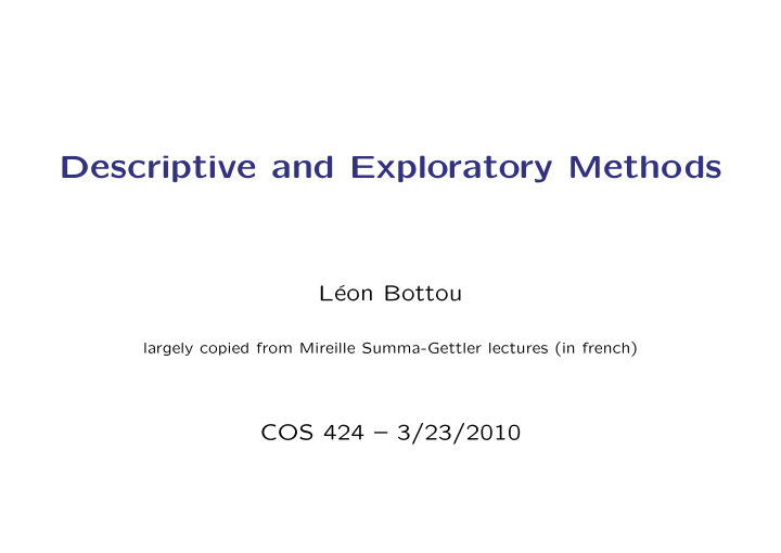 descriptive and exploratory methods