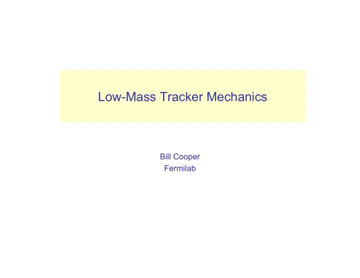 low mass tracker mechanics
