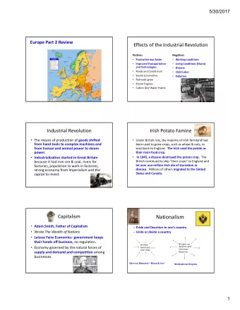 Nationalism  Adam Smith, Father of Capitalism  Pride and Devotion to ones country