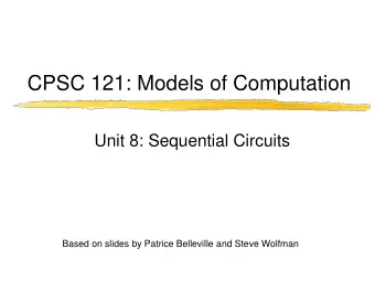 CPSC 121: Models of Computation  Unit 8: Sequential Circuits  Based on slides by Patrice Belleville