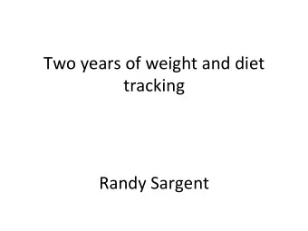 Two years of weight and diet  tracking  Randy Sargent  184 lbs  176 lbs  184 lbs  176 lbs  Needed a