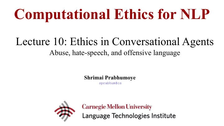 computational ethics for nlp