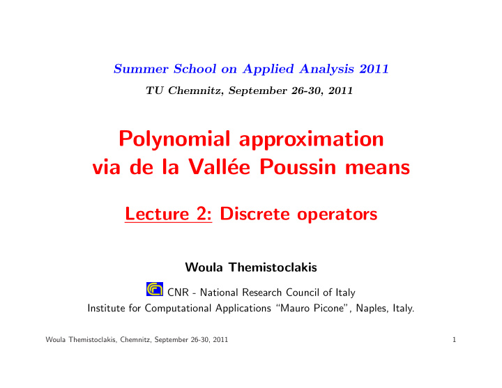 polynomial approximation via de la vall ee poussin means