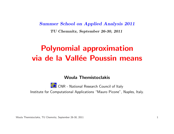 polynomial approximation via de la vall ee poussin means