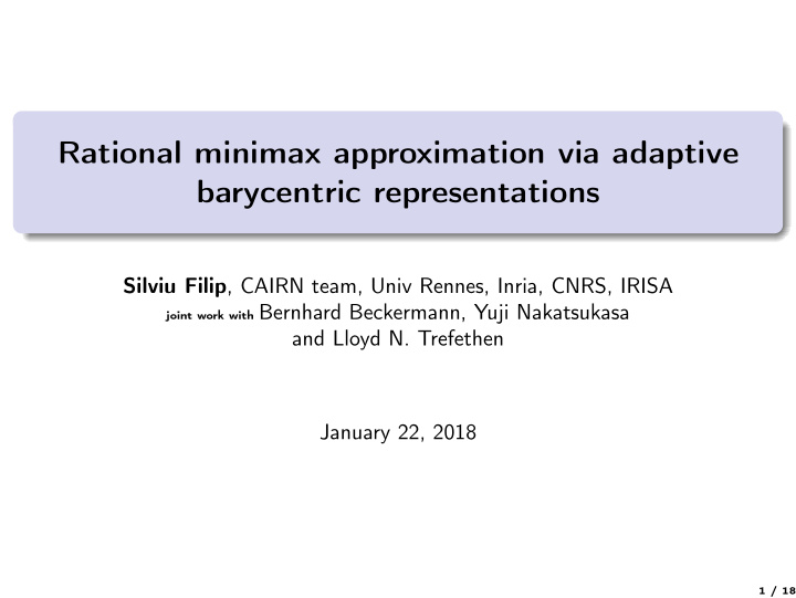 rational minimax approximation via adaptive barycentric