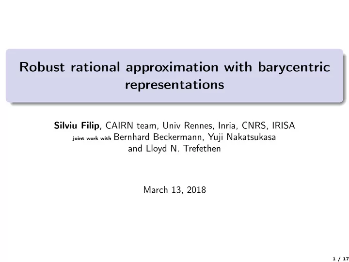 robust rational approximation with barycentric