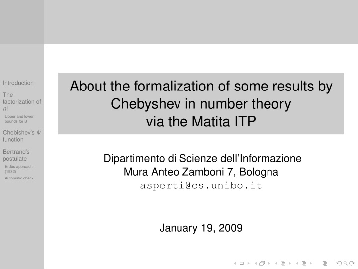 about the formalization of some results by