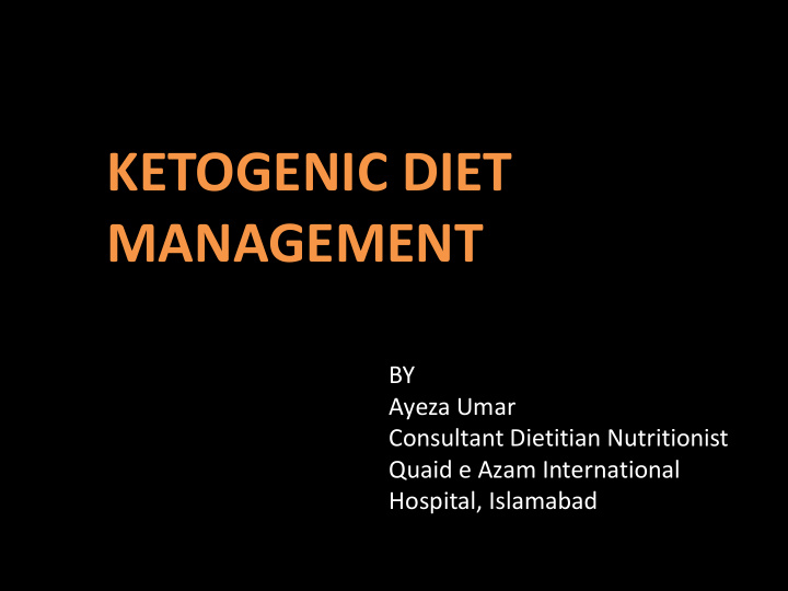 ketogenic diet management