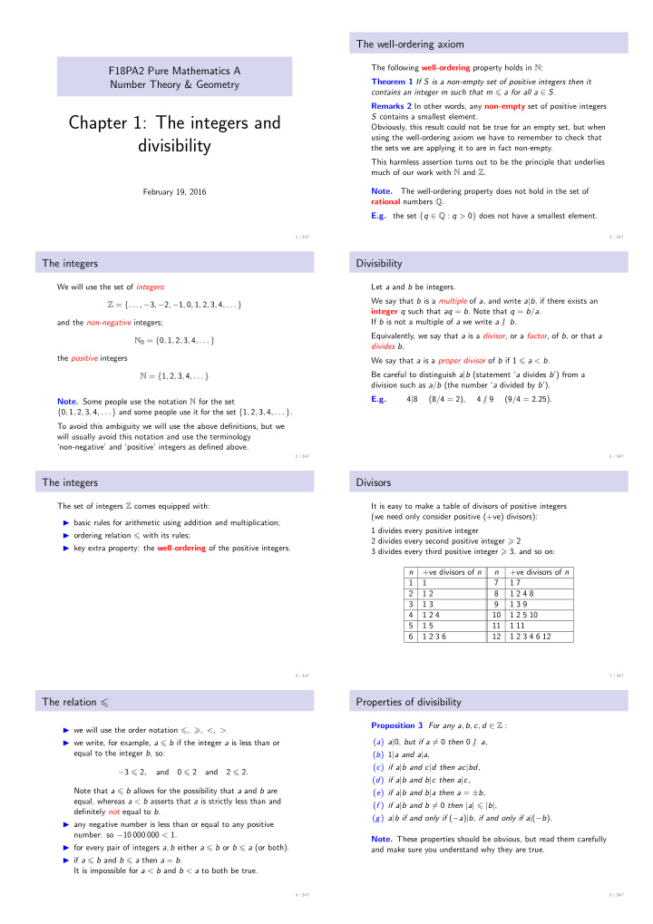 chapter 1 the integers and