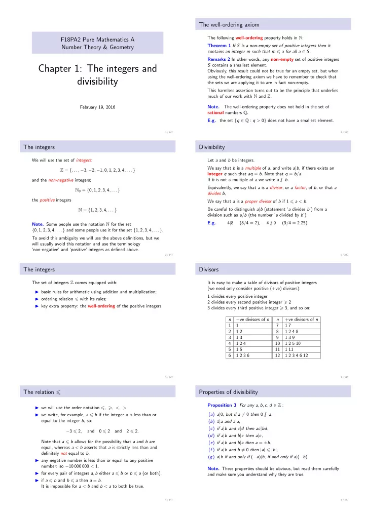 chapter 1 the integers and