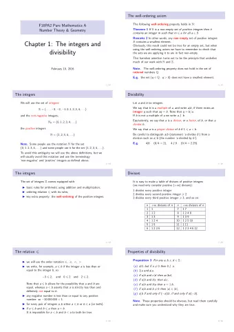 Chapter 1: The integers and  Obviously, this result could not be true for an empty set, but when