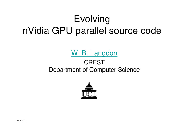 evolving nvidia gpu parallel source code