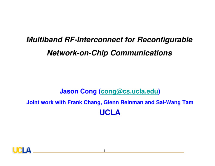 multiband rf interconnect for reconfigurable network on