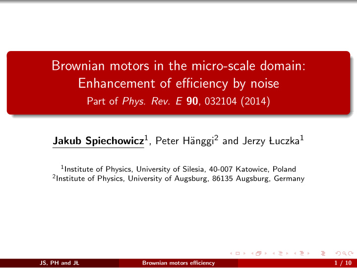 brownian motors in the micro scale domain enhancement of
