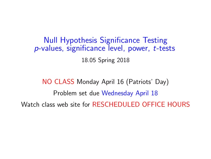 null hypothesis significance testing p values