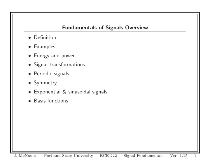 fundamentals of signals overview definition examples