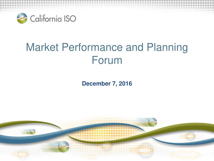 market performance and planning forum