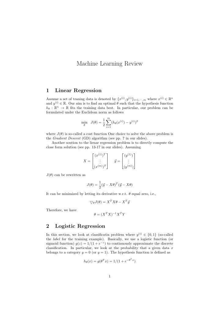 machine learning review