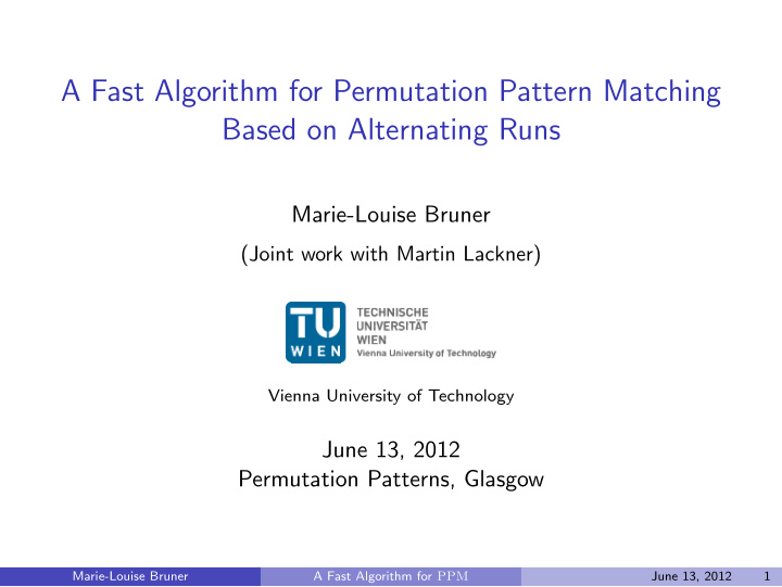 a fast algorithm for permutation pattern matching based