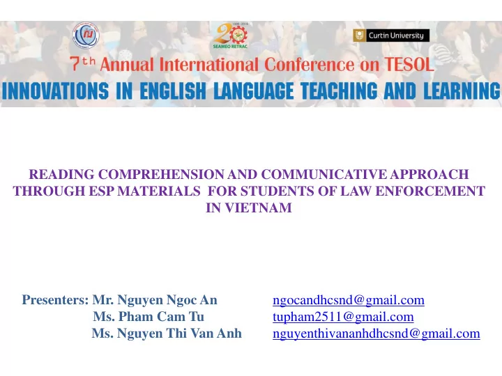 reading comprehension and communicative approach through