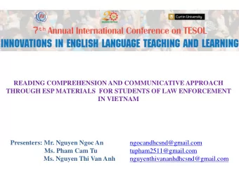 READING COMPREHENSION AND COMMUNICATIVE APPROACH  THROUGH ESP MATERIALS  FOR STUDENTS OF LAW