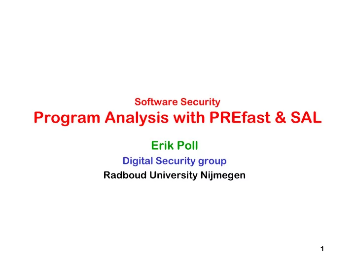 program analysis with prefast sal
