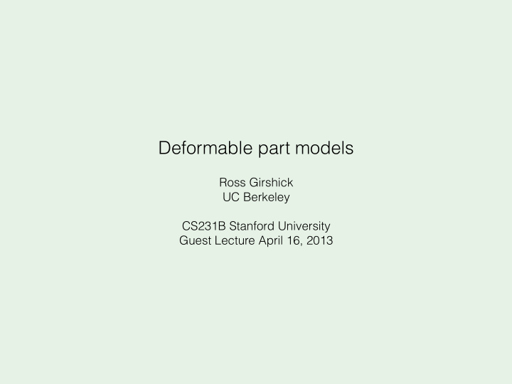 deformable part models