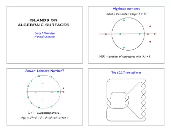 ISLANDS ON  ALGEBRAIC SURFACES  Curtis  T McMullen  Harvard University M(  ) = product of