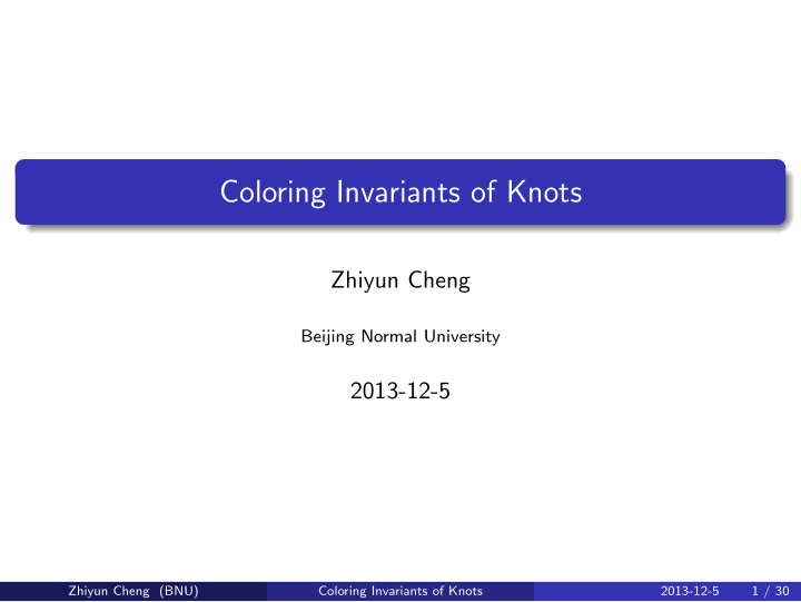 coloring invariants of knots