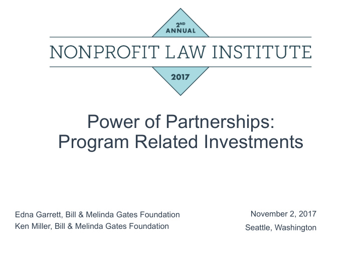 power of partnerships program related investments