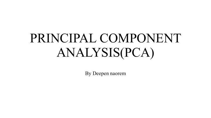 principal component analysis pca