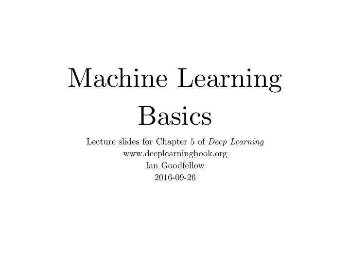 machine learning basics