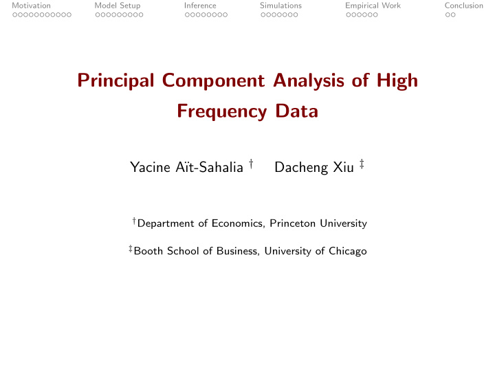 principal component analysis of high frequency data